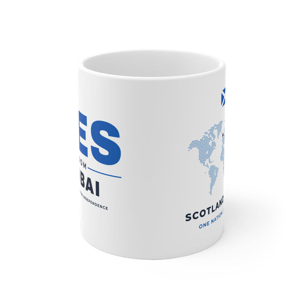 "Yes from Dubai" Scottish Independence Mug (EU Shipping) | 11oz Scots in the UAE Gift