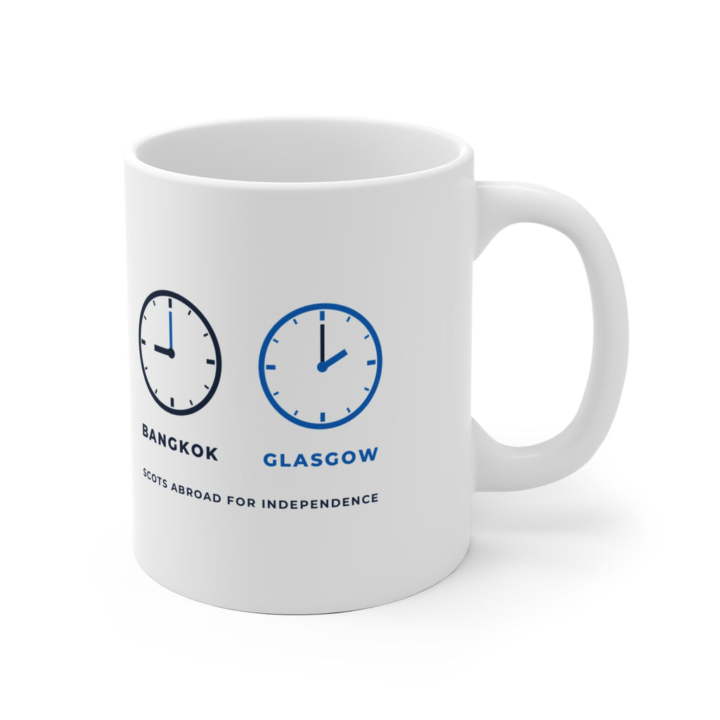 "My Body's in Bangkok, My Heart's in Glasgow" Mug (EU Shipping) | Scottish Expat Time-Zone Gift