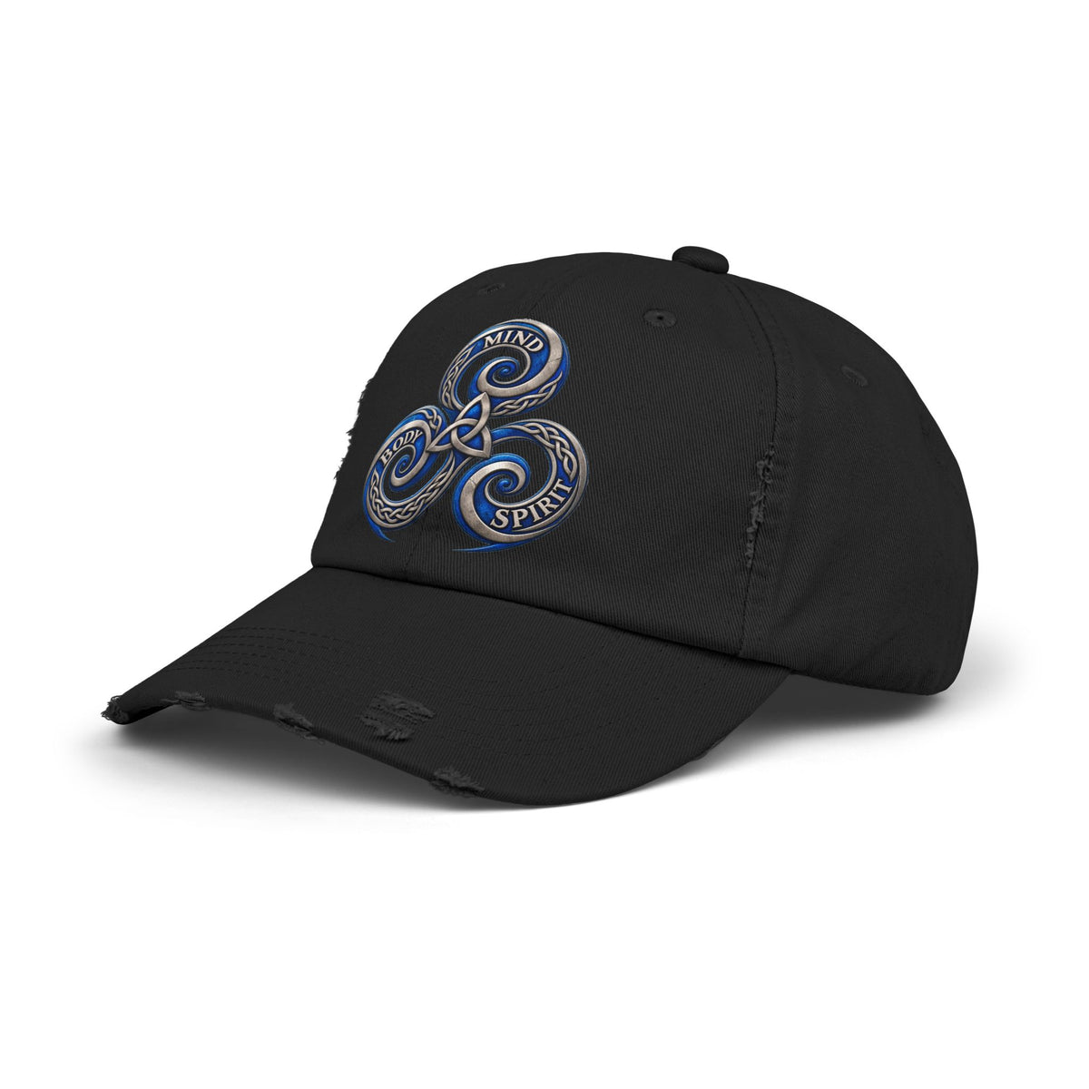 Distressed Triskelion Cap - Mind Body Spirit Embroidered Baseball Hat