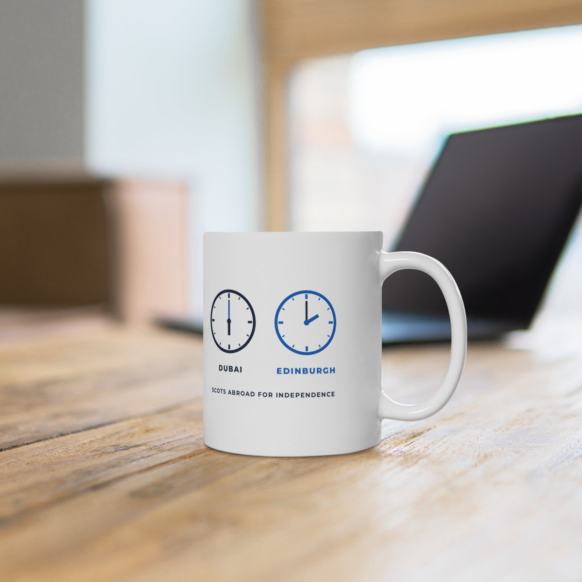"My Body's in Dubai, My Heart's in Edinburgh" Mug (EU Shipping) | Scottish Expat Time-Zone Gift