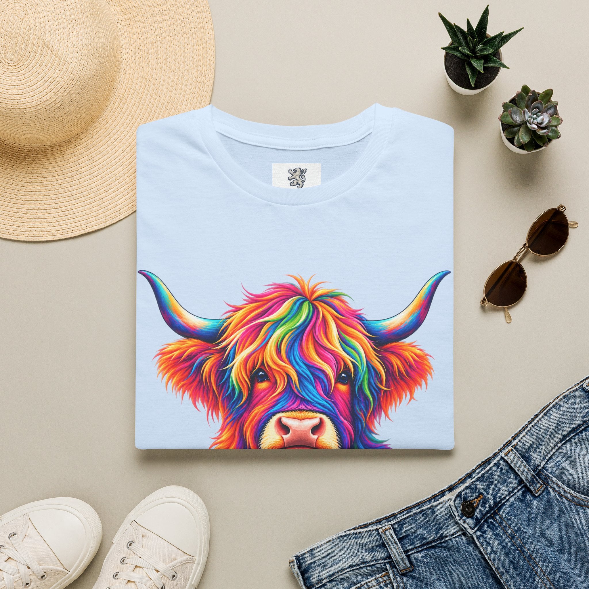Colorful Highland Cow T-Shirt — Rainbow