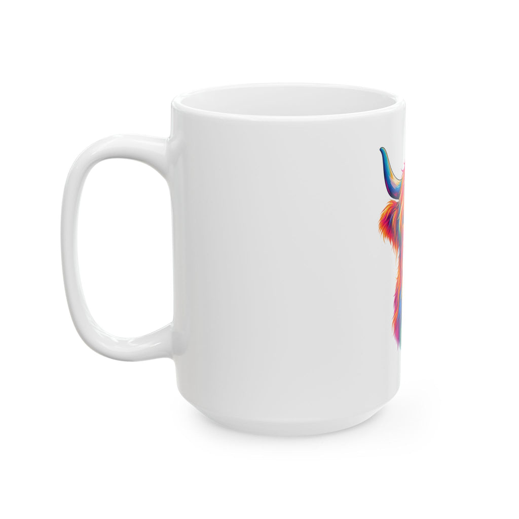 Colorful Highland Cow Ceramic Mug — (11oz & 15oz)
