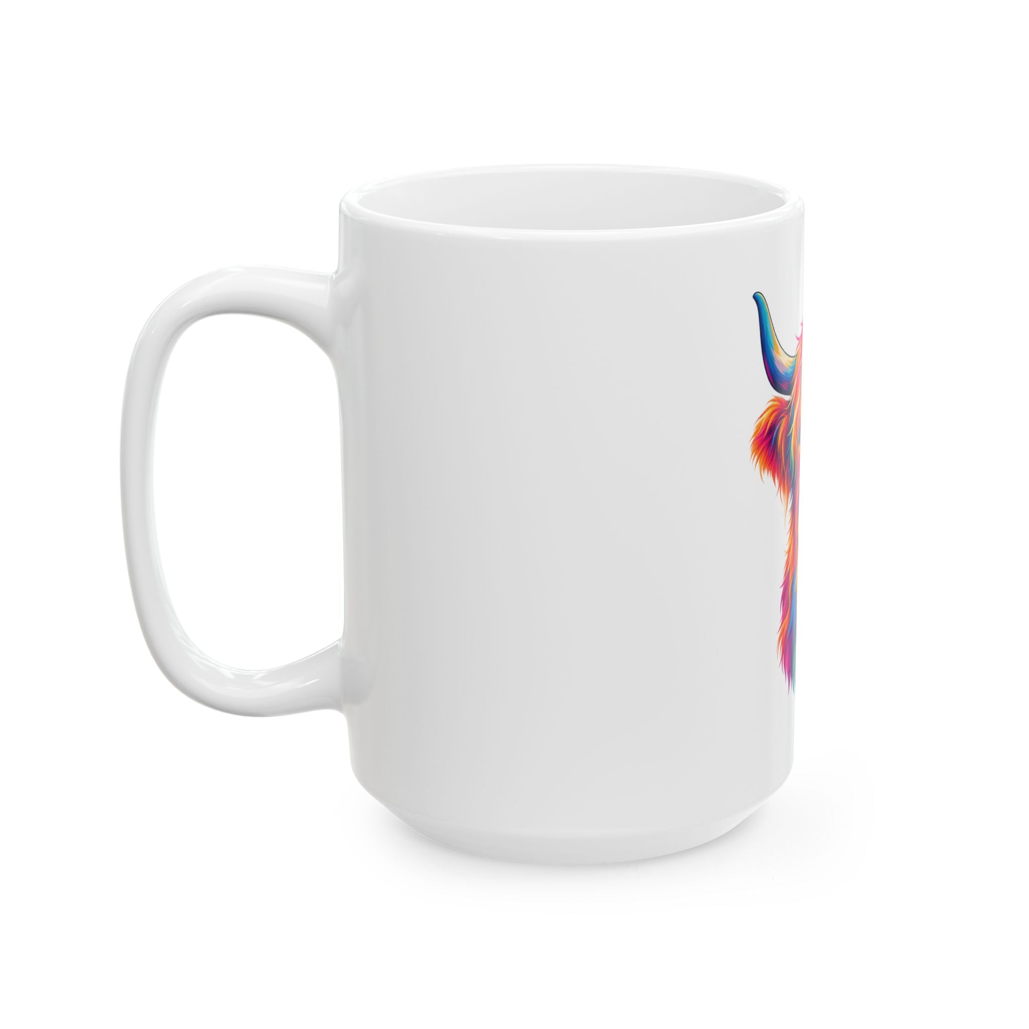 Colorful Highland Cow Ceramic Mug — (11oz & 15oz)