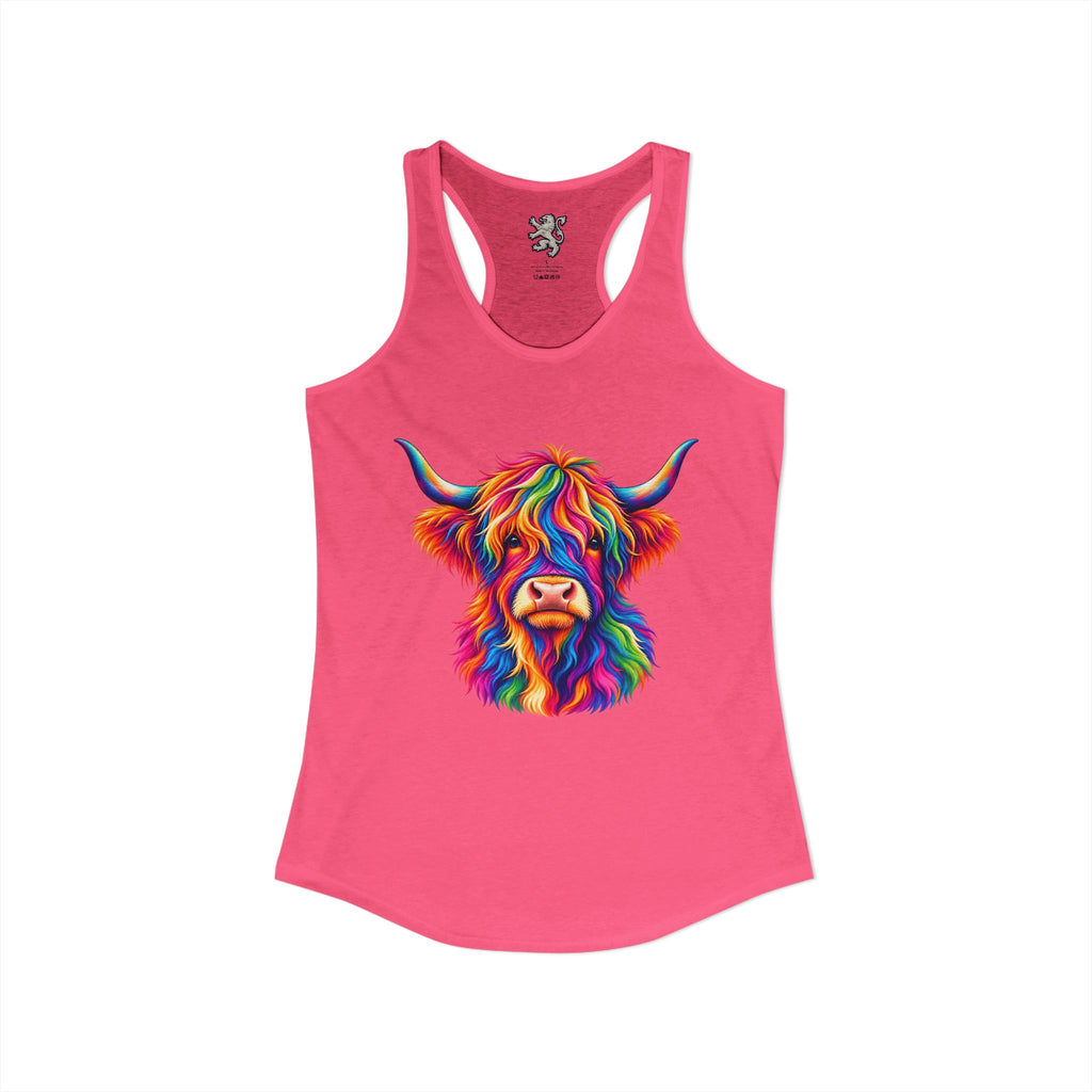 Rainbow Highland Cow - Women's Ideal Racerback Tank