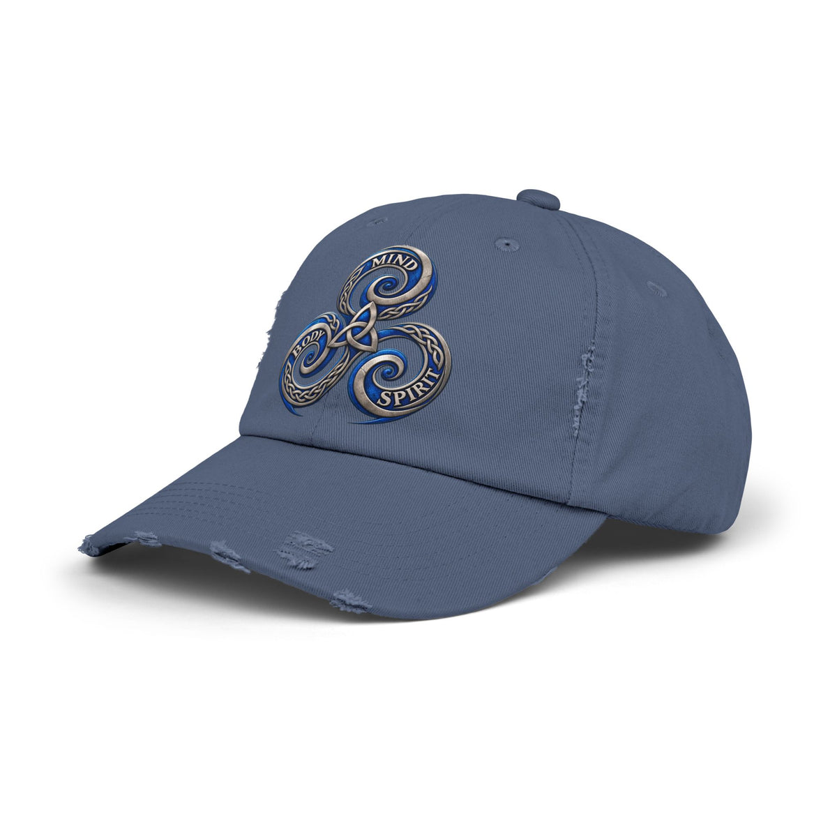 Distressed Triskelion Cap - Mind Body Spirit Embroidered Baseball Hat