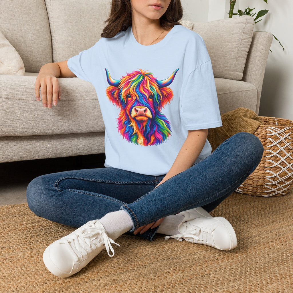 Colorful Highland Cow T-Shirt — Rainbow