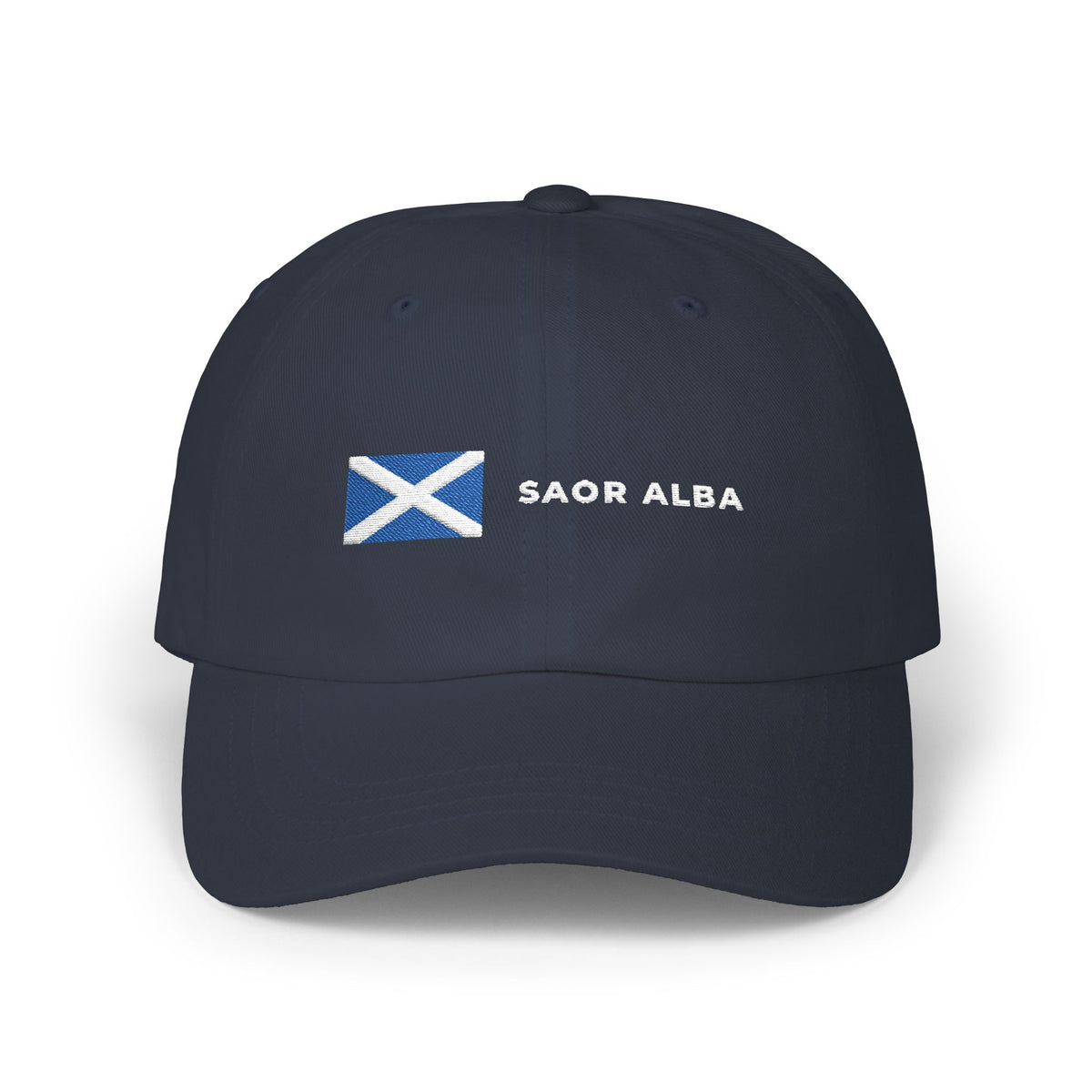"Saor Alba" Embroidered Dad Cap | Scottish Gaelic Saltire Hat for Scots Abroad