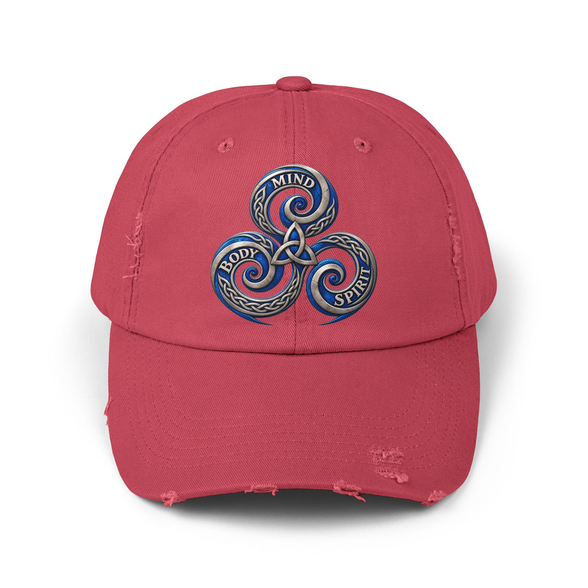 Distressed Triskelion Cap - Mind Body Spirit Embroidered Baseball Hat
