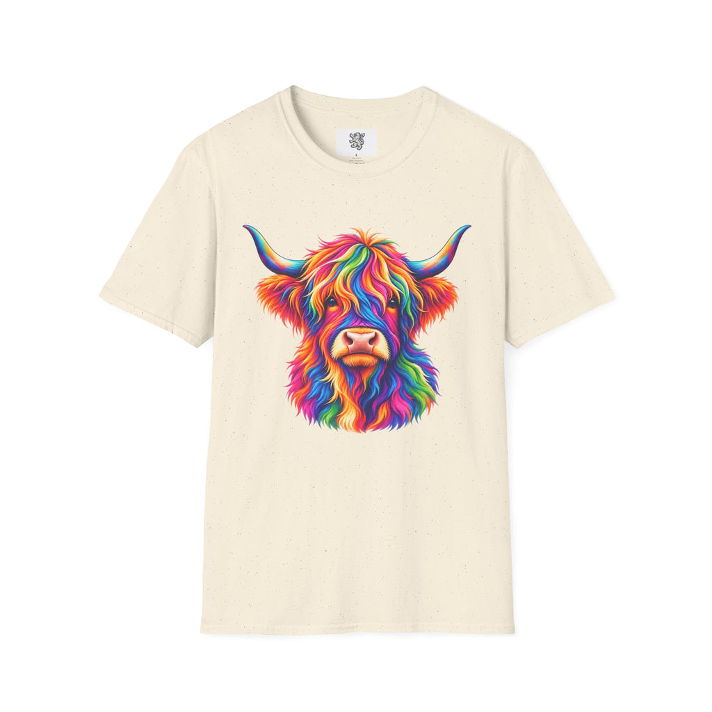Colorful Highland Cow T-Shirt — Rainbow