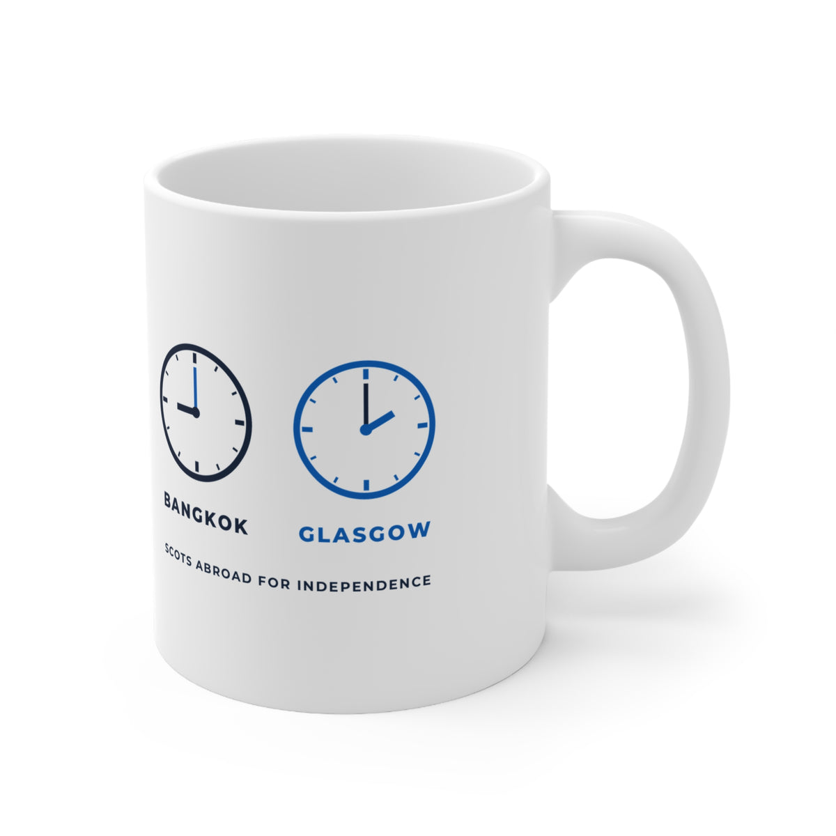 "My Body's in Bangkok, My Heart's in Glasgow" Mug | Scottish Expat Time-Zone Gift