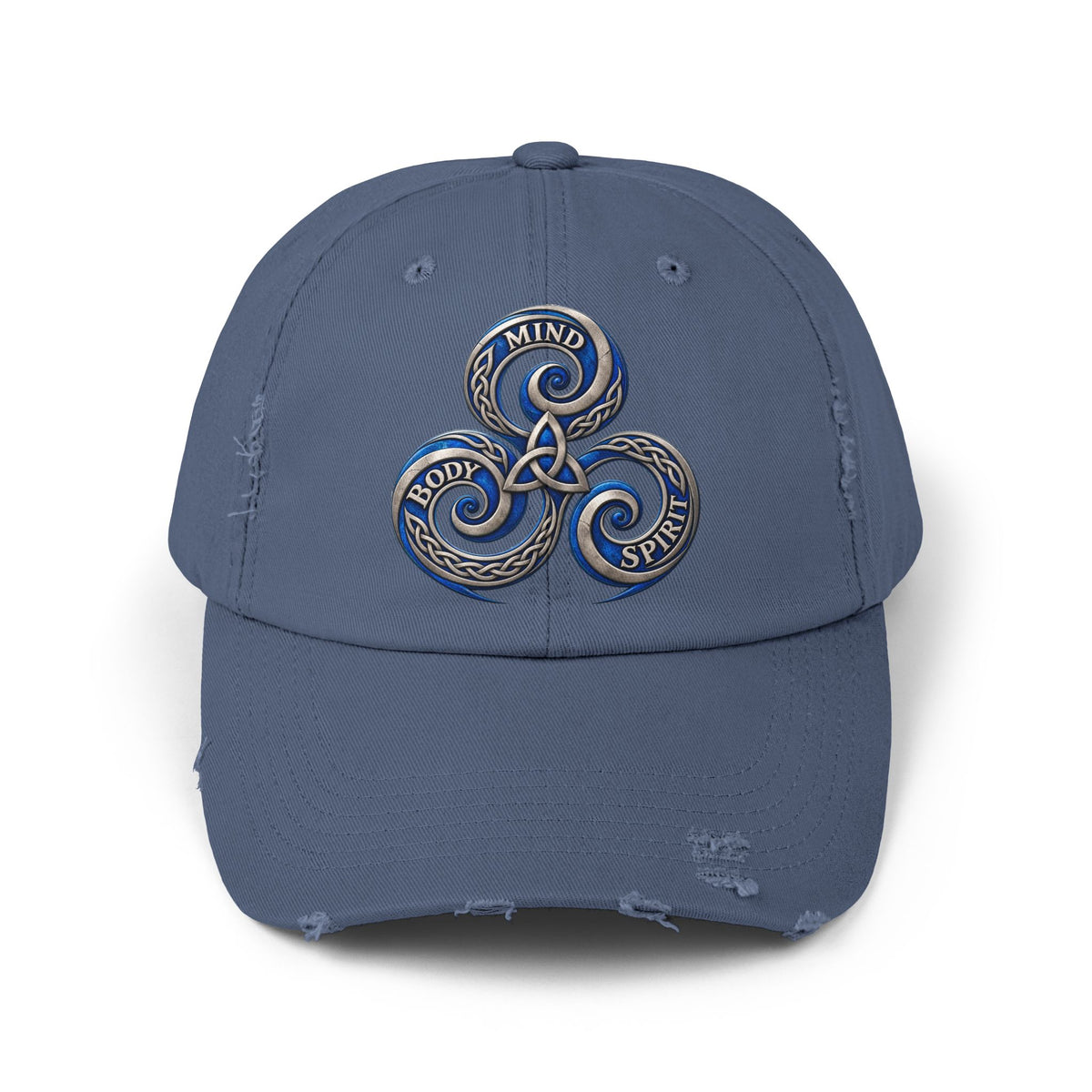 Distressed Triskelion Cap - Mind Body Spirit Embroidered Baseball Hat
