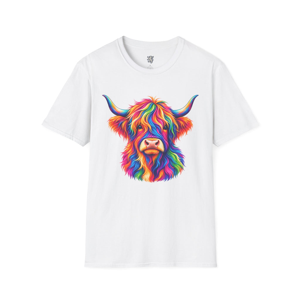 Colorful Highland Cow T-Shirt — Rainbow