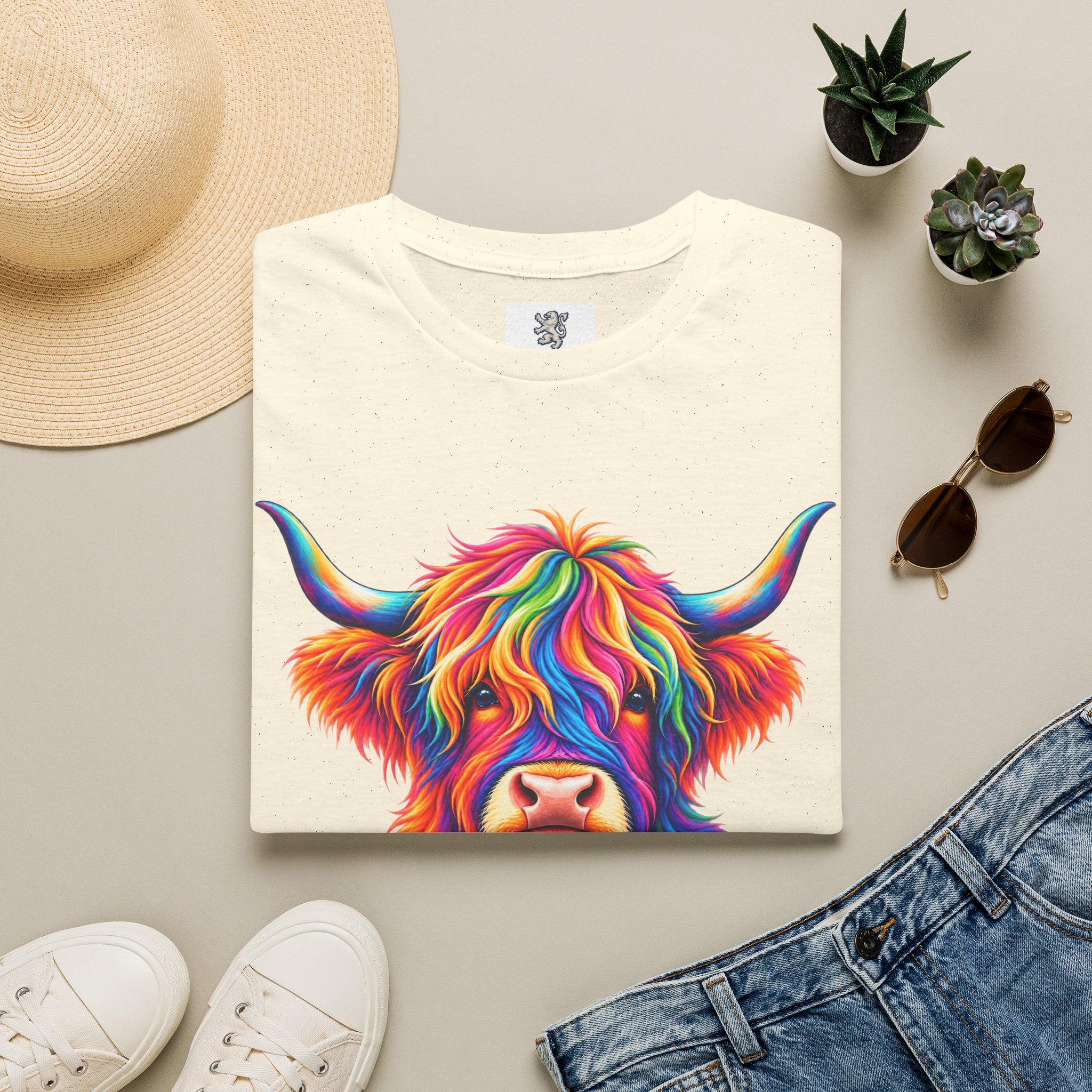 Colorful Highland Cow T-Shirt — Rainbow