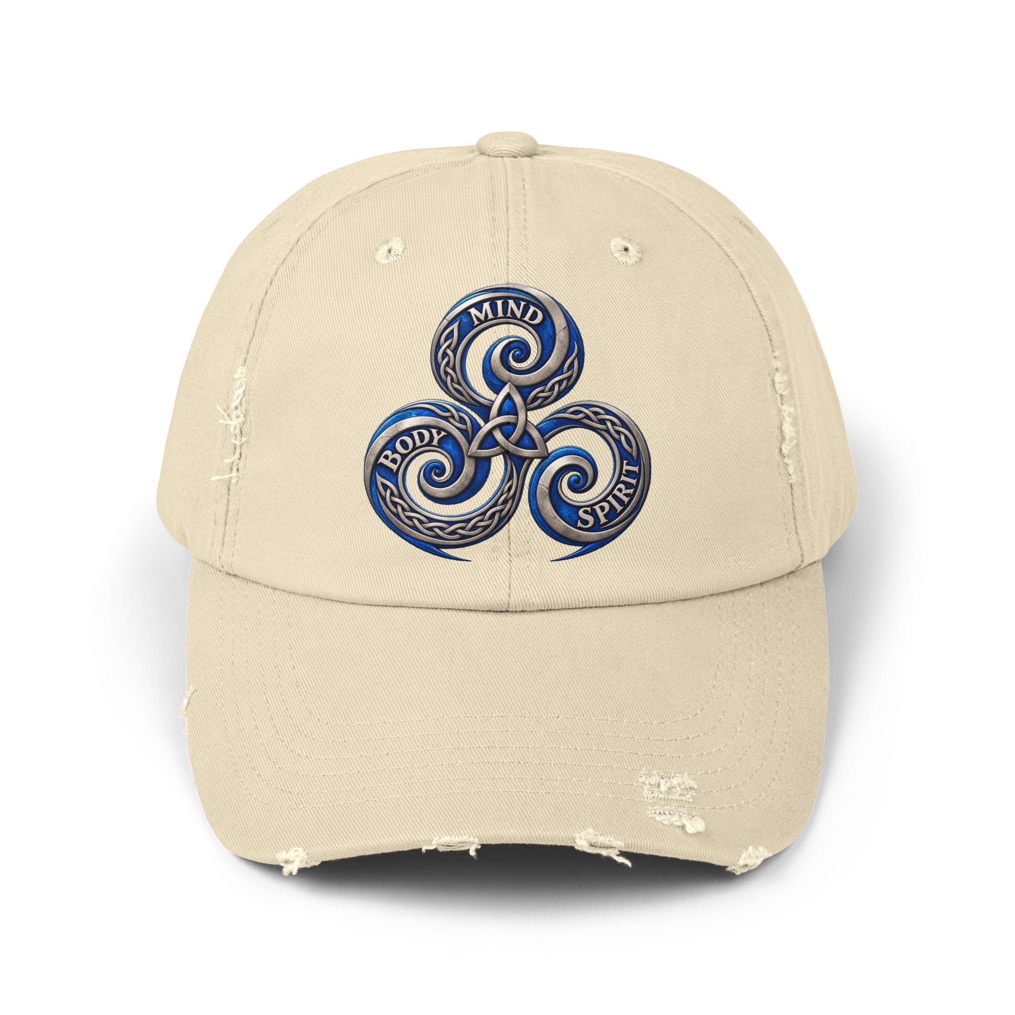 Distressed Triskelion Cap - Mind Body Spirit Embroidered Baseball Hat