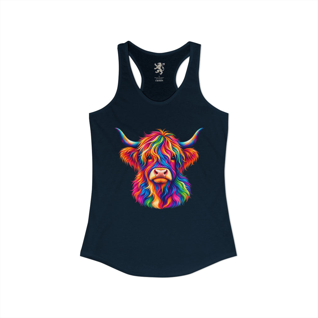 Rainbow Highland Cow - Women's Ideal Racerback Tank