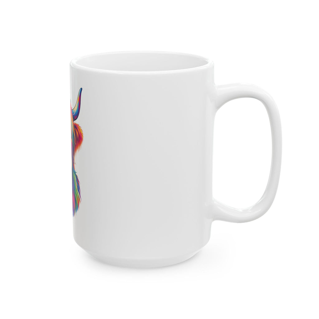 Colorful Highland Cow Ceramic Mug — (11oz & 15oz)