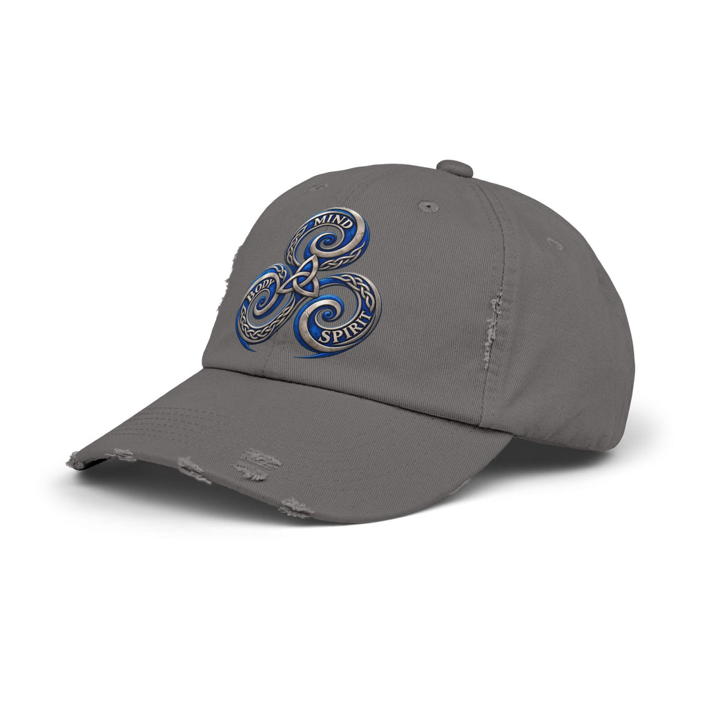 Distressed Triskelion Cap - Mind Body Spirit Embroidered Baseball Hat