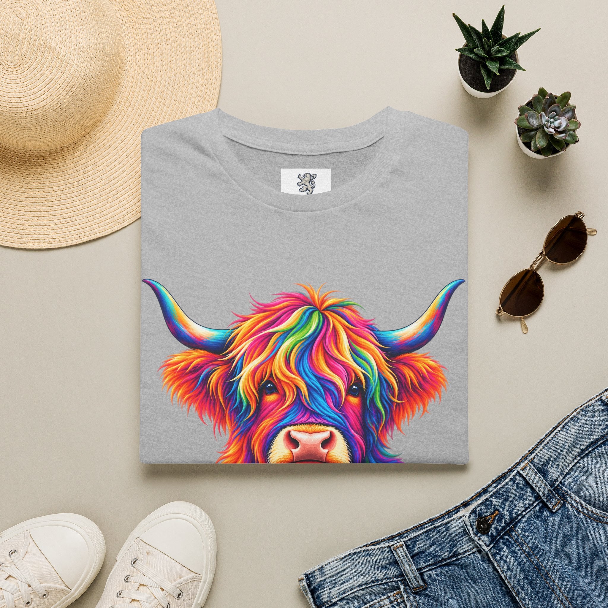 Colorful Highland Cow T-Shirt — Rainbow