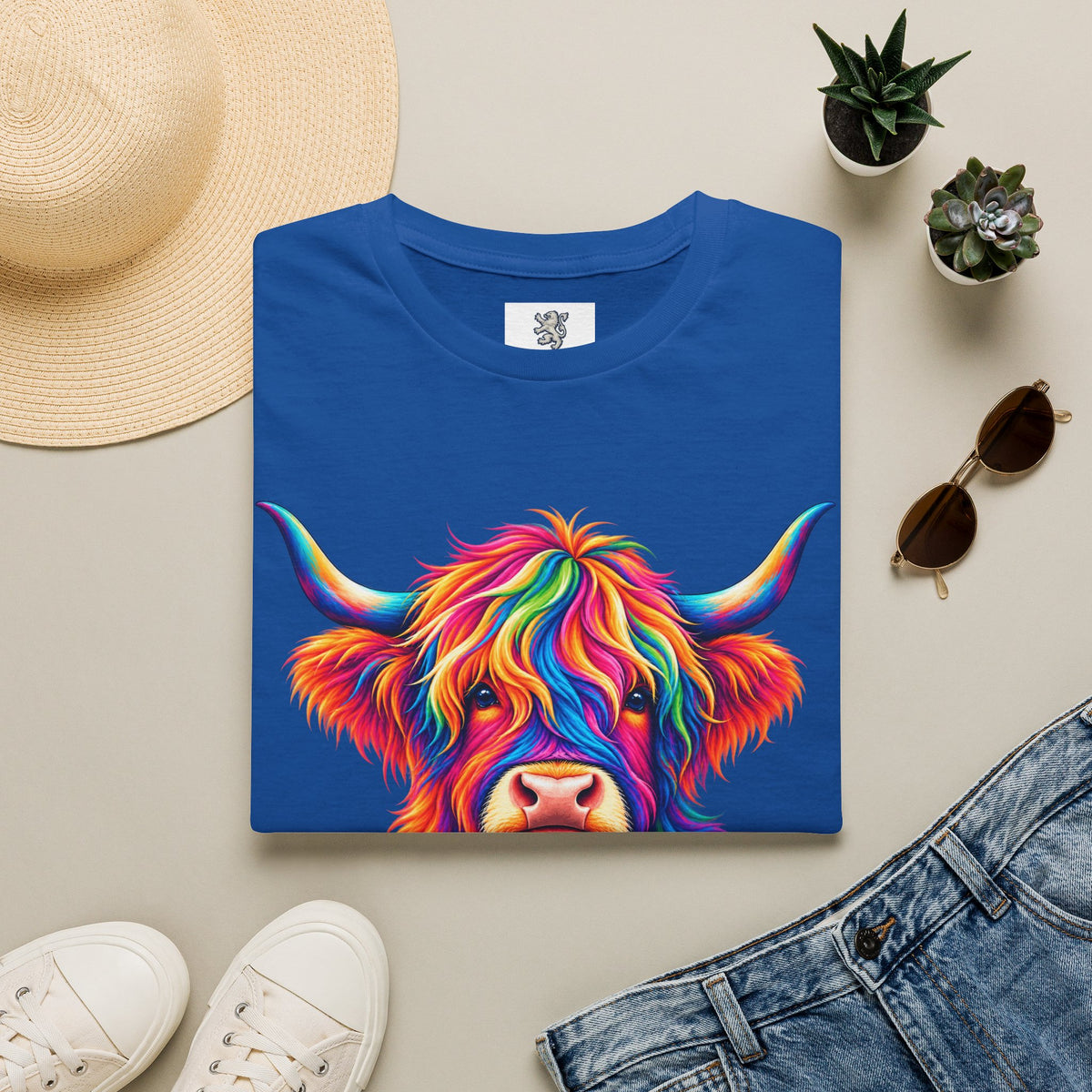Colorful Highland Cow T-Shirt — Rainbow