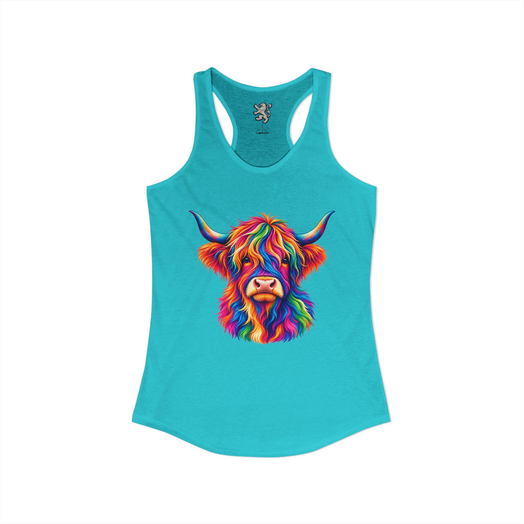 Rainbow Highland Cow - Women's Ideal Racerback Tank
