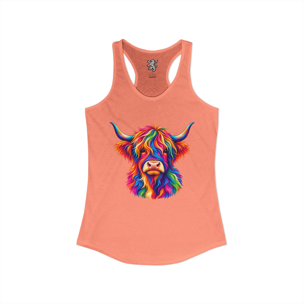 Rainbow Highland Cow - Women's Ideal Racerback Tank