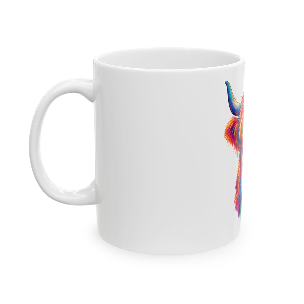 Colorful Highland Cow Ceramic Mug — (11oz & 15oz)