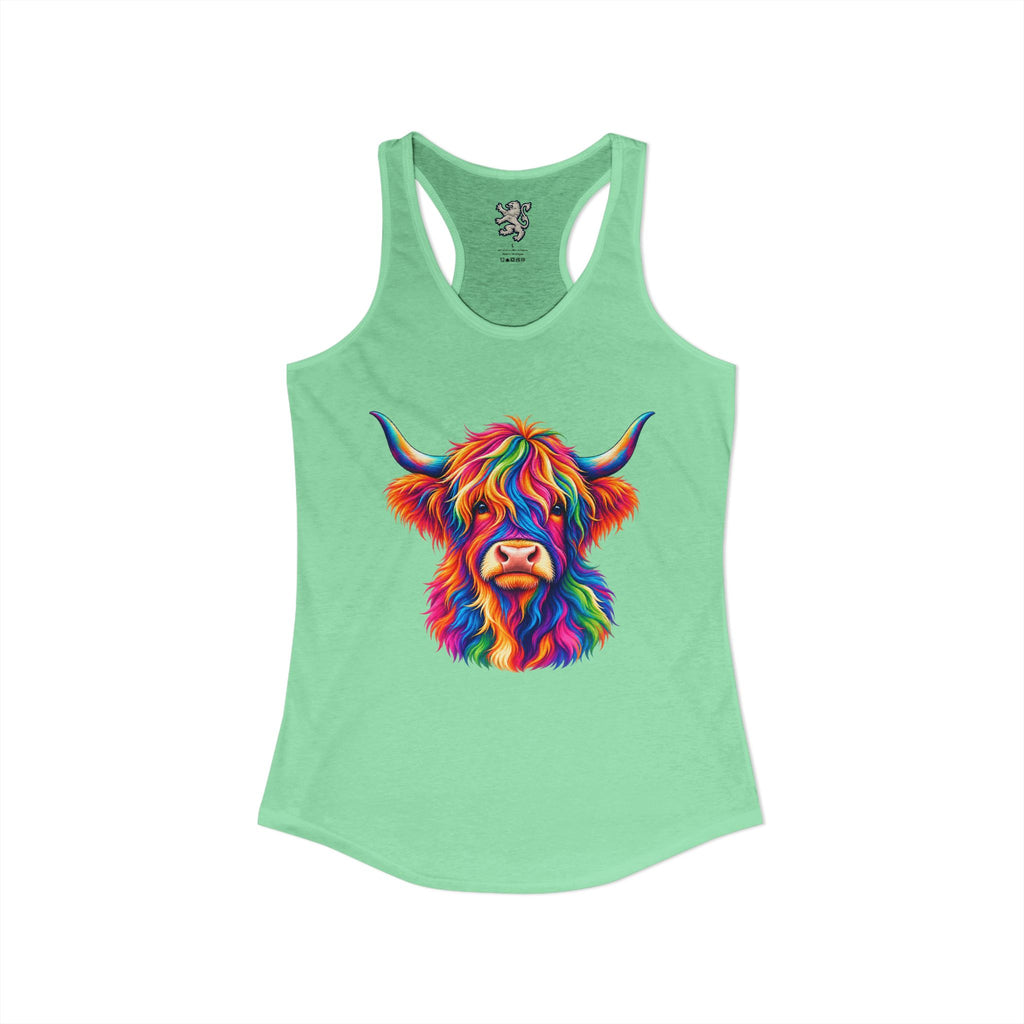 Rainbow Highland Cow - Women's Ideal Racerback Tank