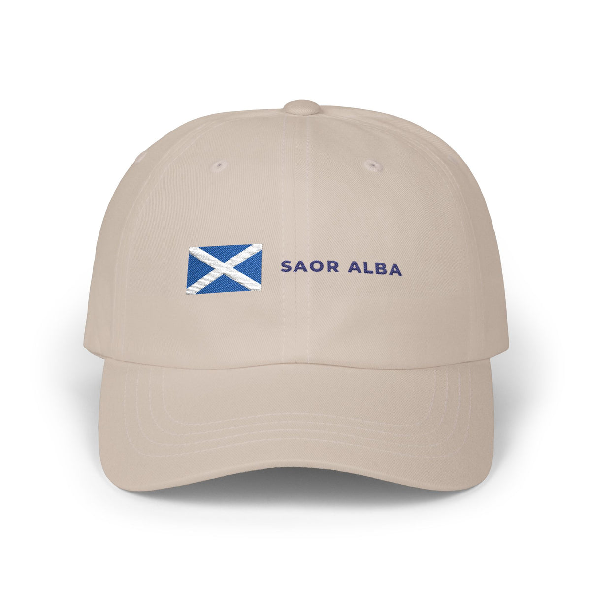 "Saor Alba" Embroidered Dad Cap | Scottish Gaelic Saltire Hat for Scots Abroad