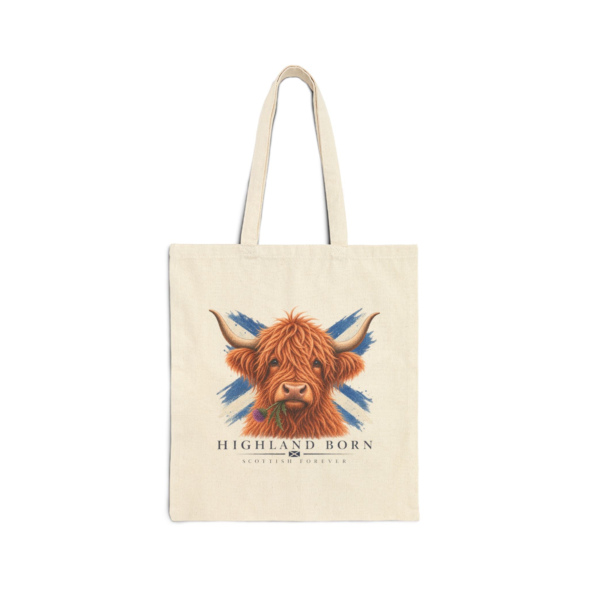Highland Born Tote Bag – Scottish Highland Cow Canvas