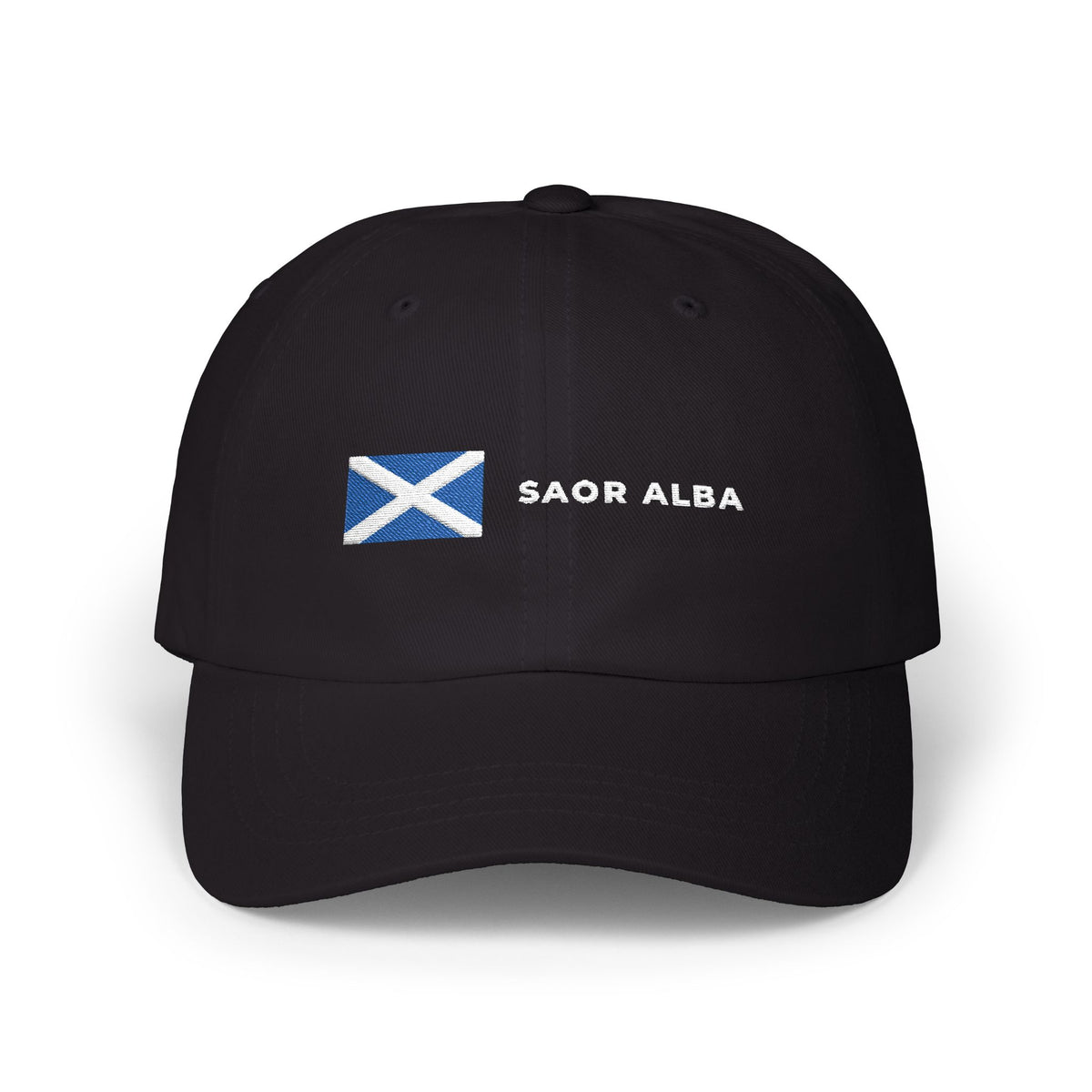 "Saor Alba" Embroidered Dad Cap | Scottish Gaelic Saltire Hat for Scots Abroad