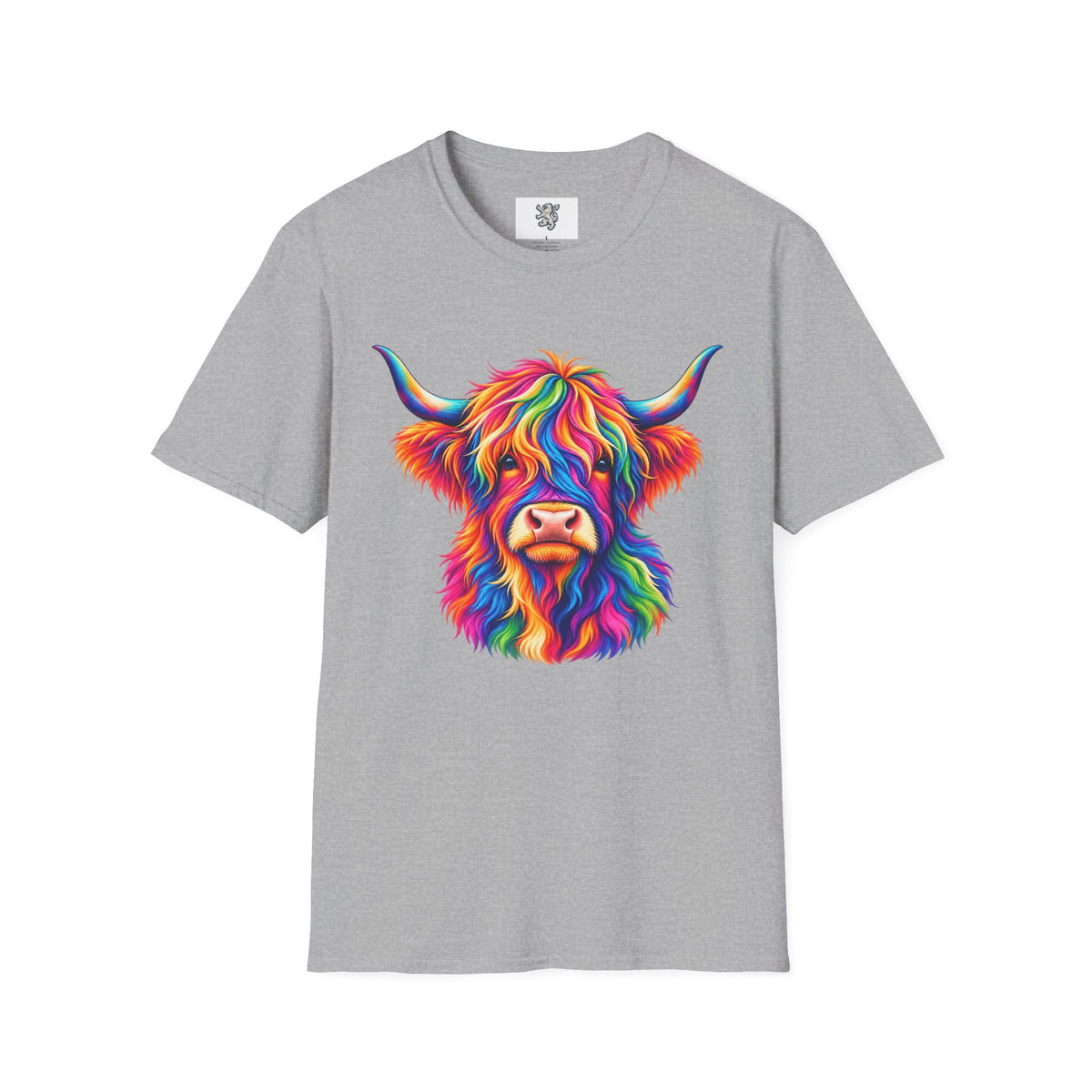 Colorful Highland Cow T-Shirt — Rainbow