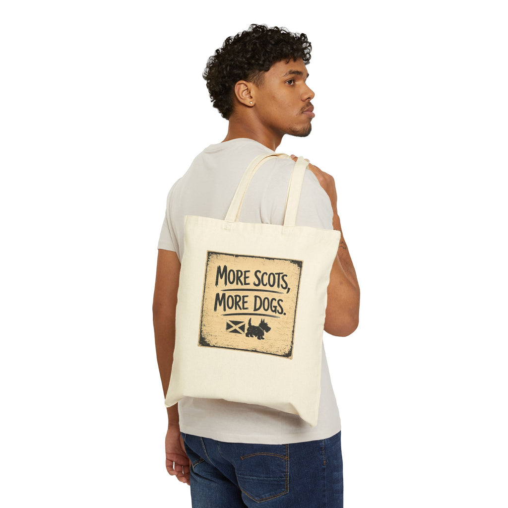 Tote Bag — "More Scots, More Dogs" Cotton Canvas Tote