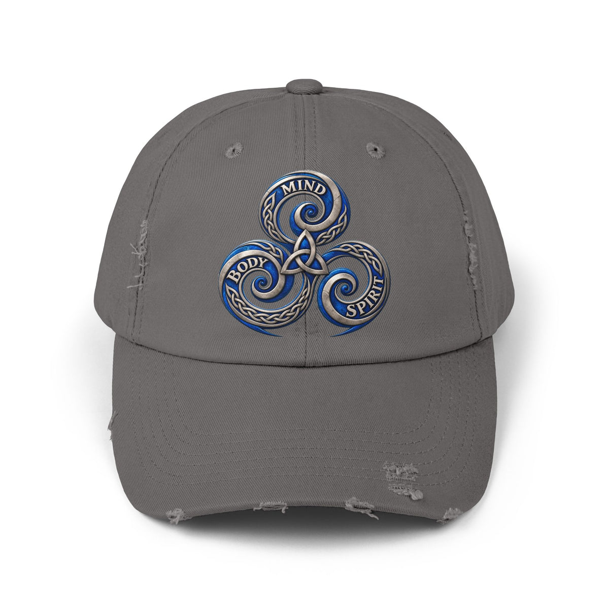 Distressed Triskelion Cap - Mind Body Spirit Embroidered Baseball Hat