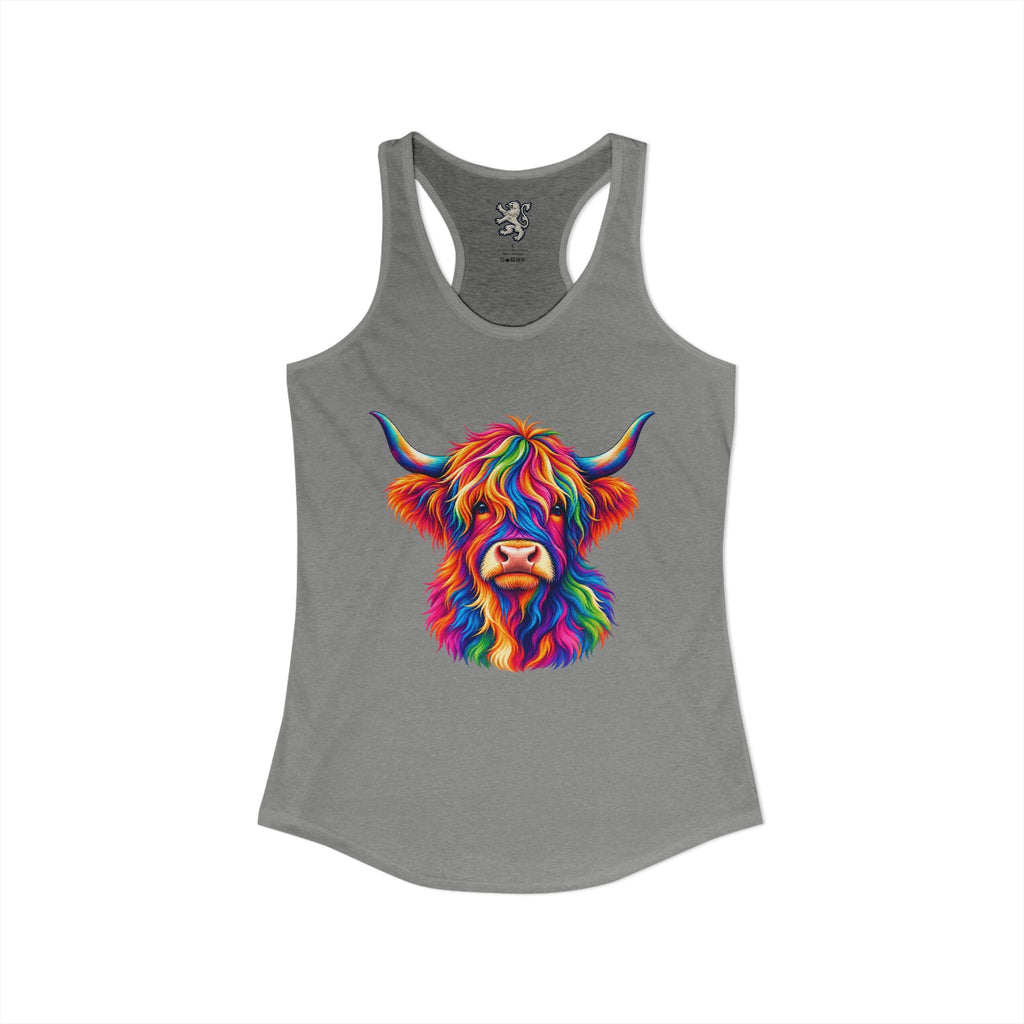 Rainbow Highland Cow - Women's Ideal Racerback Tank