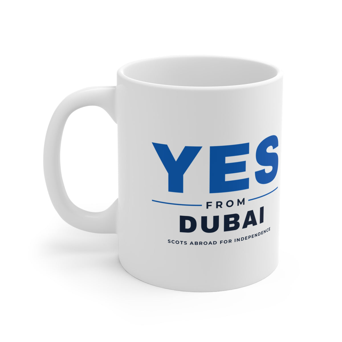 "Yes from Dubai" Scottish Independence Mug (Asia & Middle East Shipping) | 11oz Scots in the UAE Gift