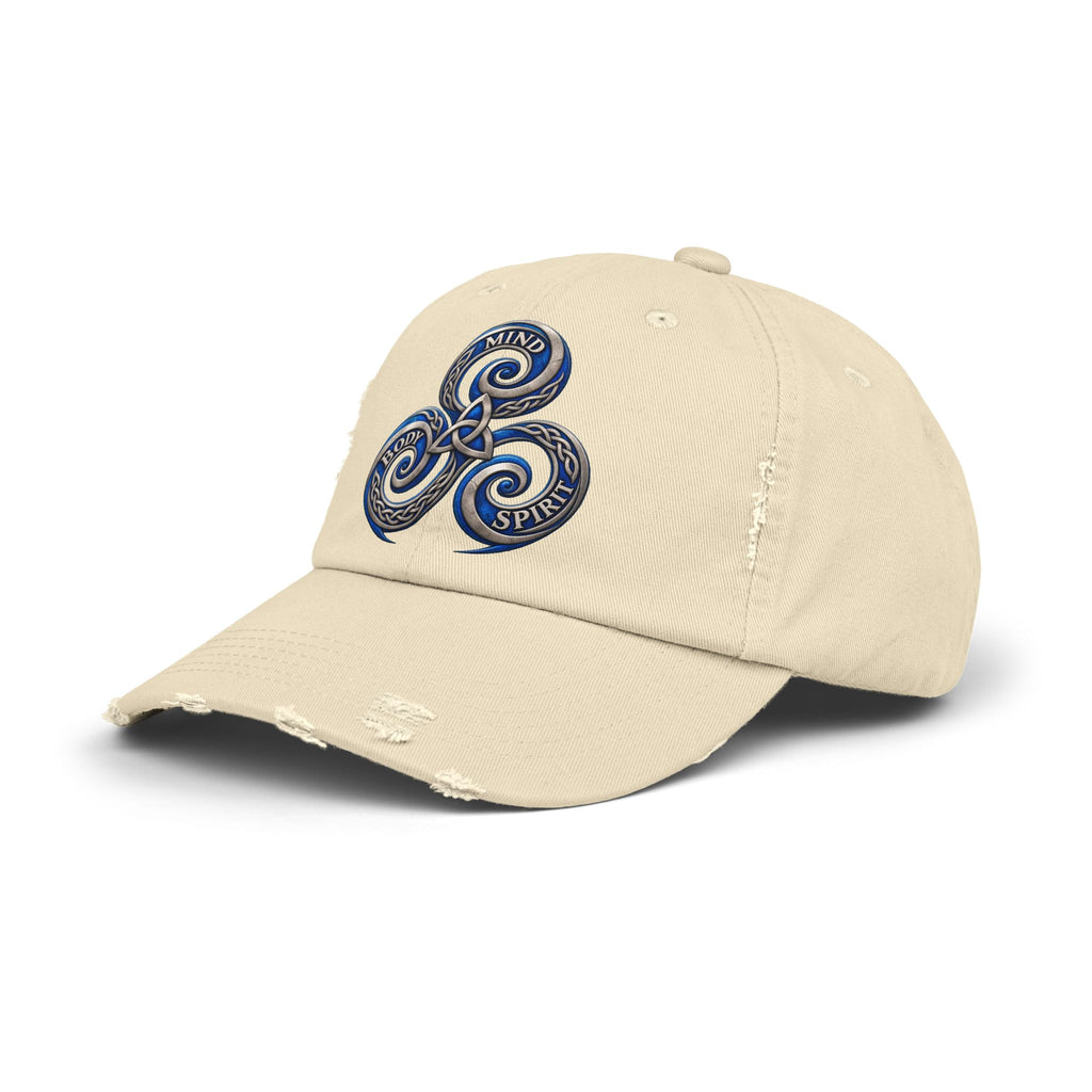 Distressed Triskelion Cap - Mind Body Spirit Embroidered Baseball Hat