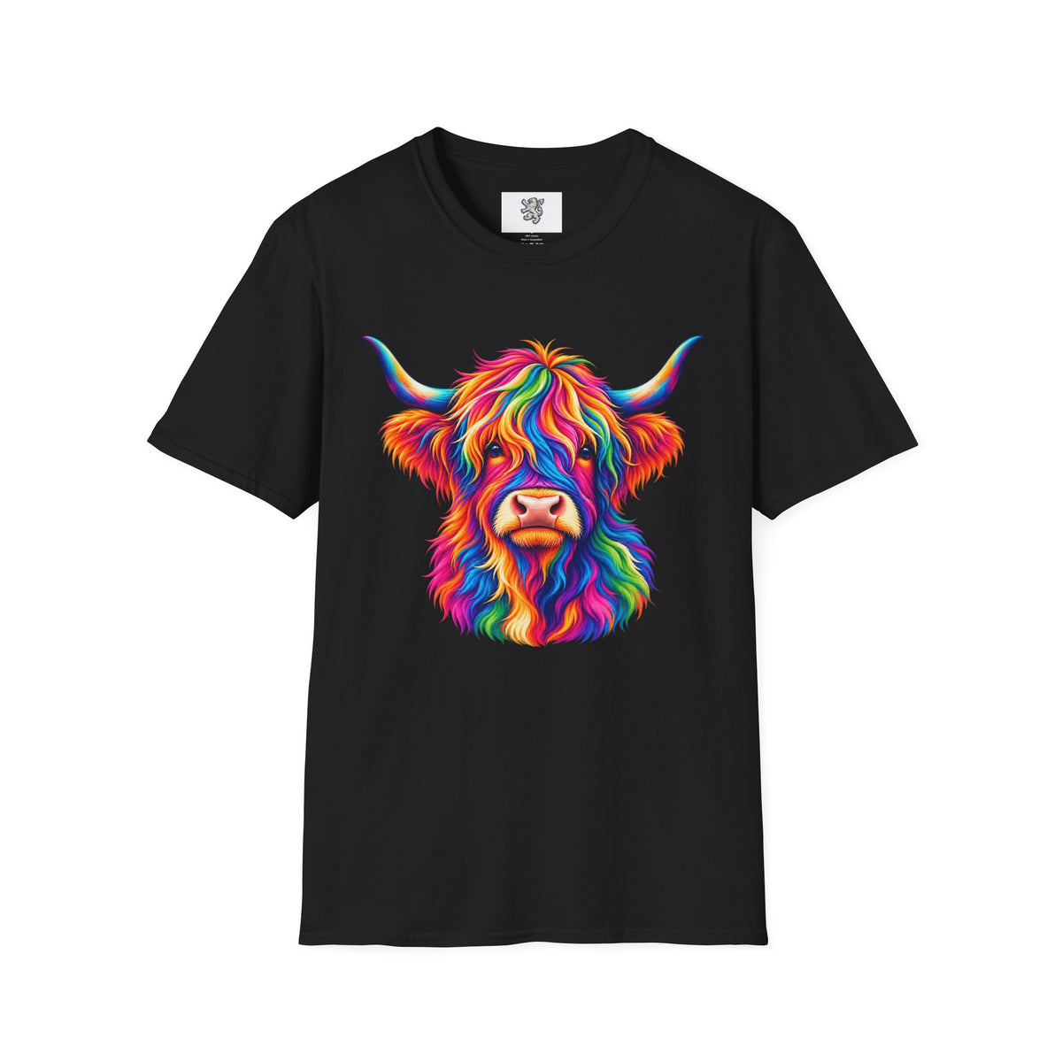 Colorful Highland Cow T-Shirt — Rainbow