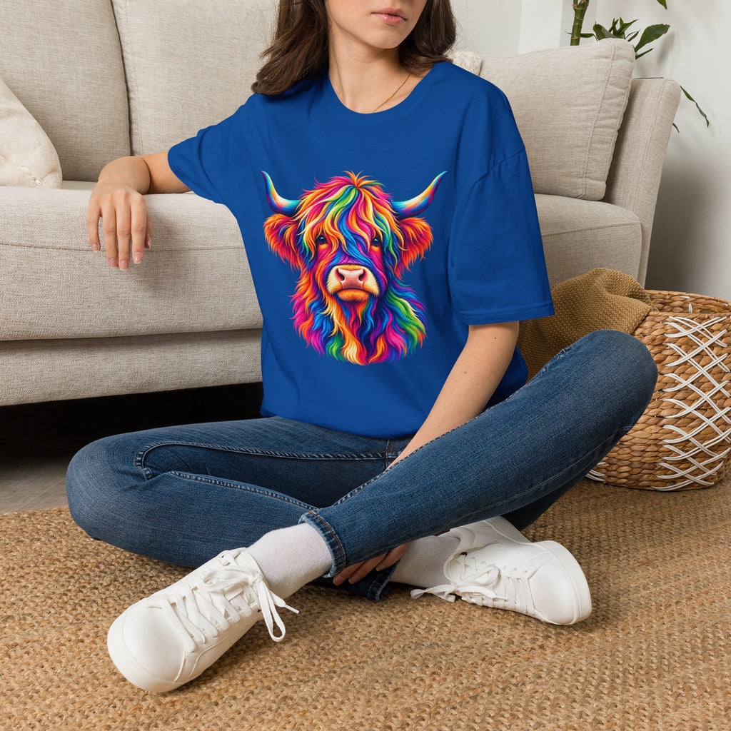 Colorful Highland Cow T-Shirt — Rainbow