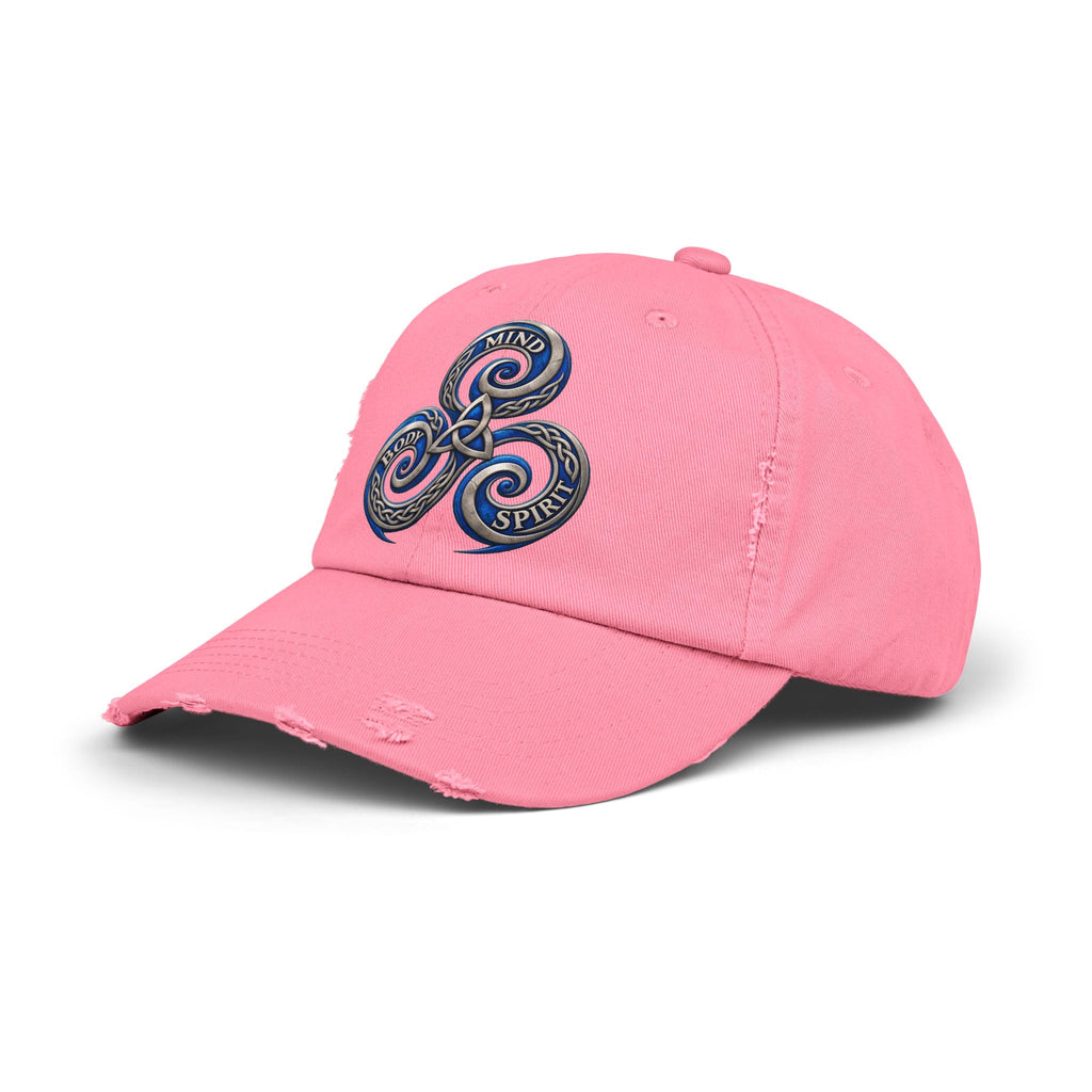 Distressed Triskelion Cap - Mind Body Spirit Embroidered Baseball Hat